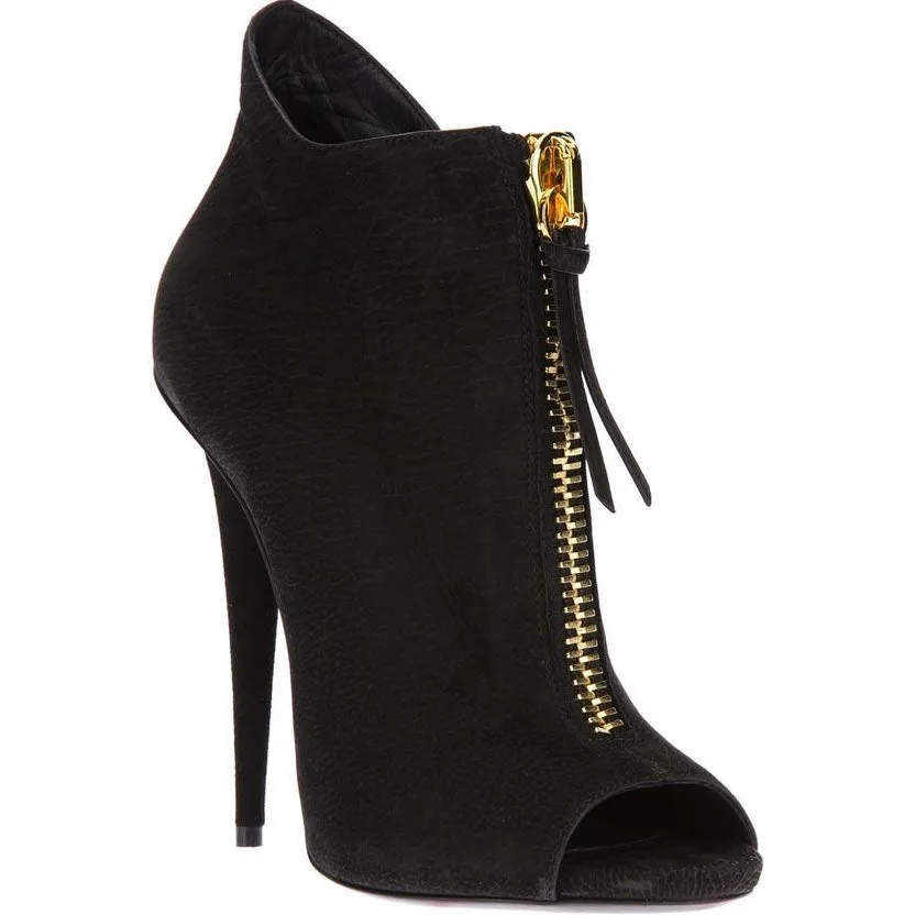 Zipper Decorate Peep-toe Stiletto High Heel Ankle Boot Sandals